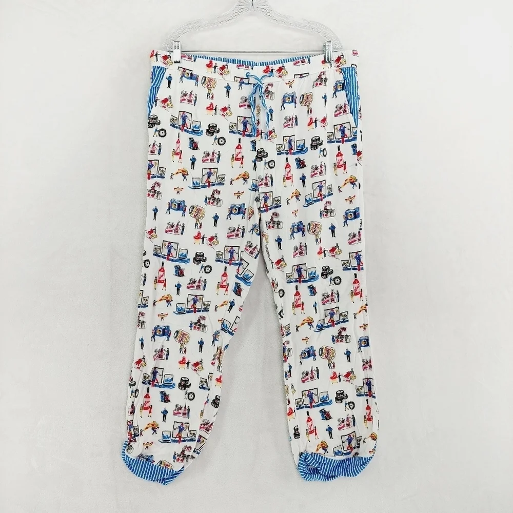 Munki Munki Lounge Athletic Illustrations Printed Night Pants Pajama P6532